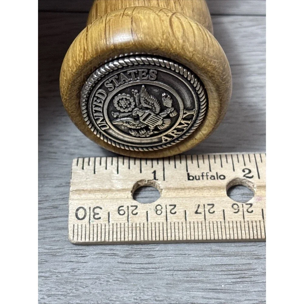 United States Army Wine Stopper and Cork Screw Wooden Top Metal Bottom Military